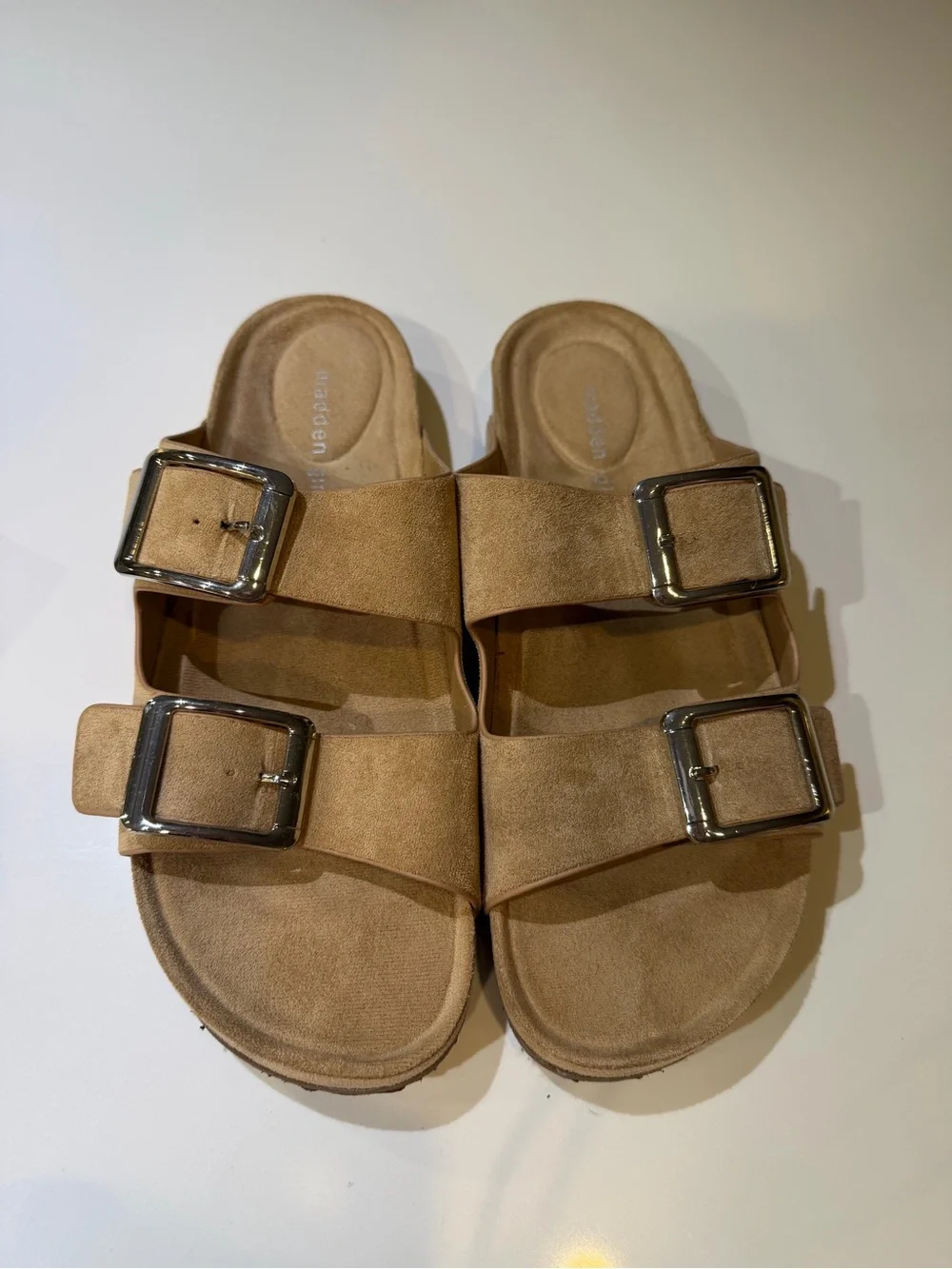 Madden Girl Tan Double Buckle Slide Sandals – New Without Tags Size 10